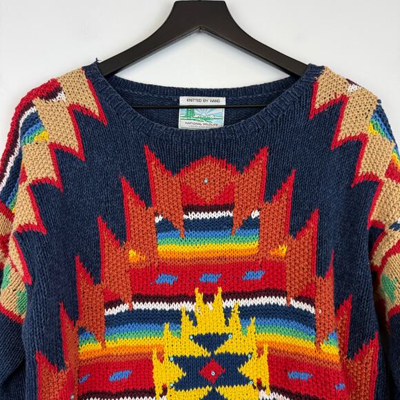 National Wildlife Knitted by Hand Beaded Western Knit Sweater HOLE - Size S - Picture 2 of 11